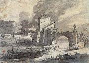 Jan Davidz de Heem View of the Tiber and Castel St Angelo oil on canvas